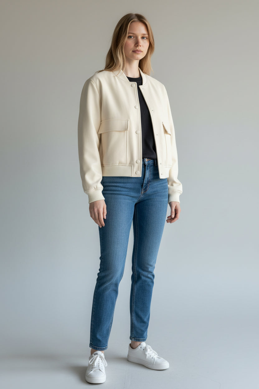 Cropped Office Bomber Jacket