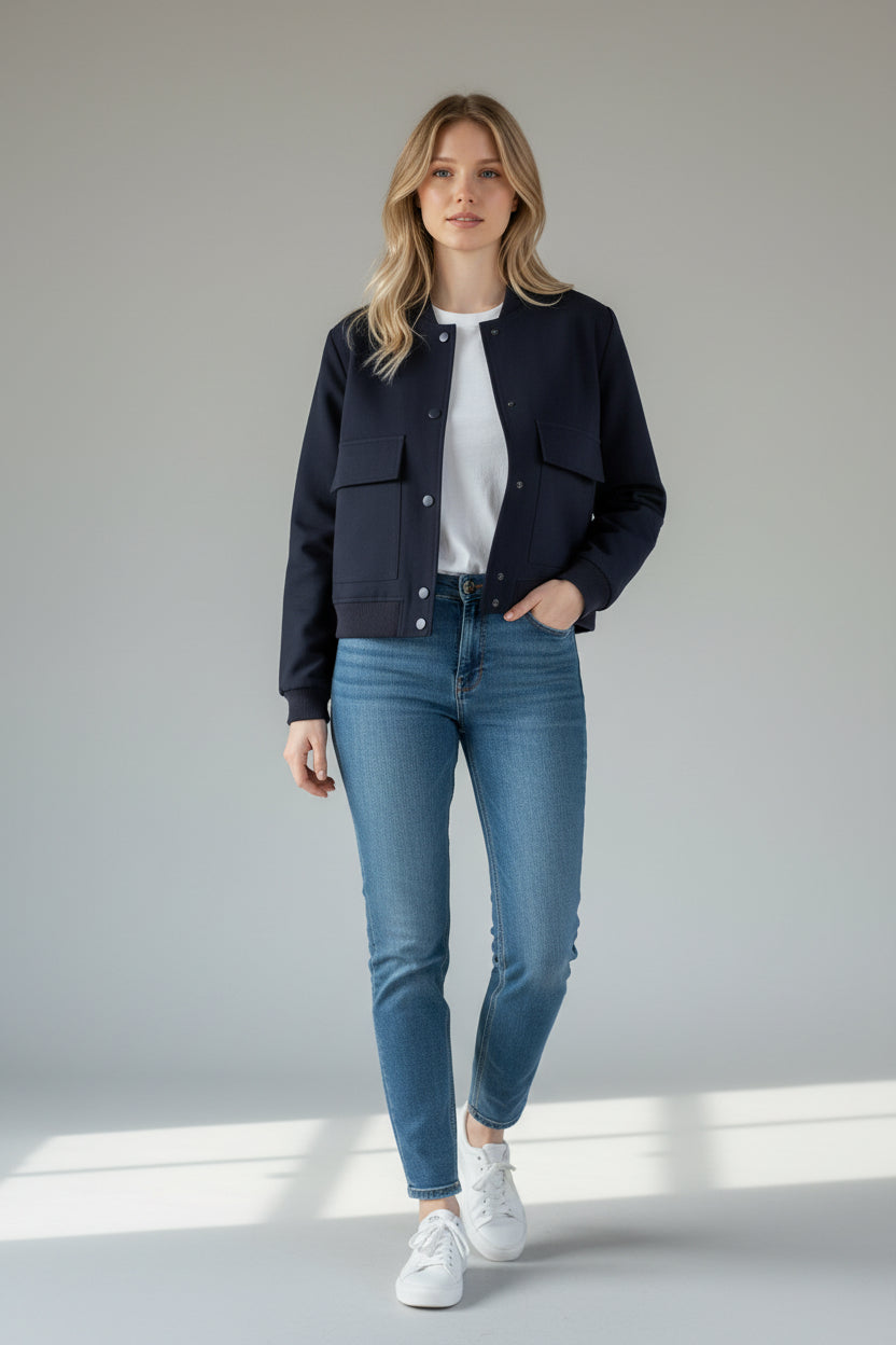 Cropped Office Bomber Jacket