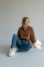 Relaxed V-Neck Office Blouse
