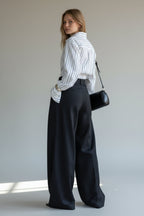 Relaxed High-Waist Business Pants