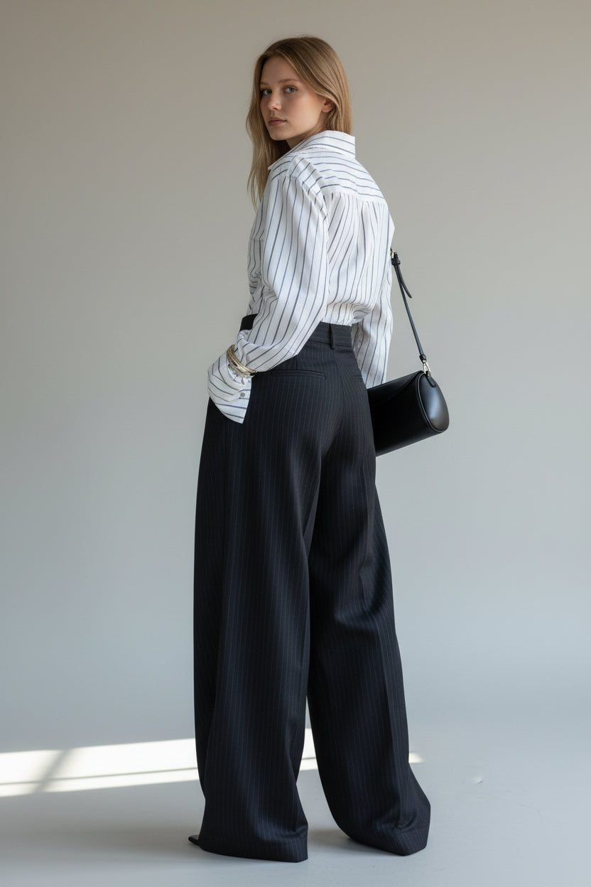 Relaxed High-Waist Business Pants