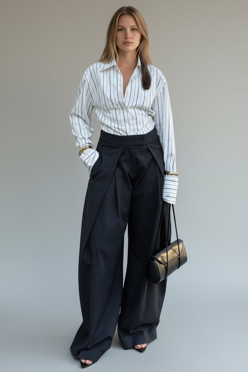 Relaxed High-Waist Business Pants