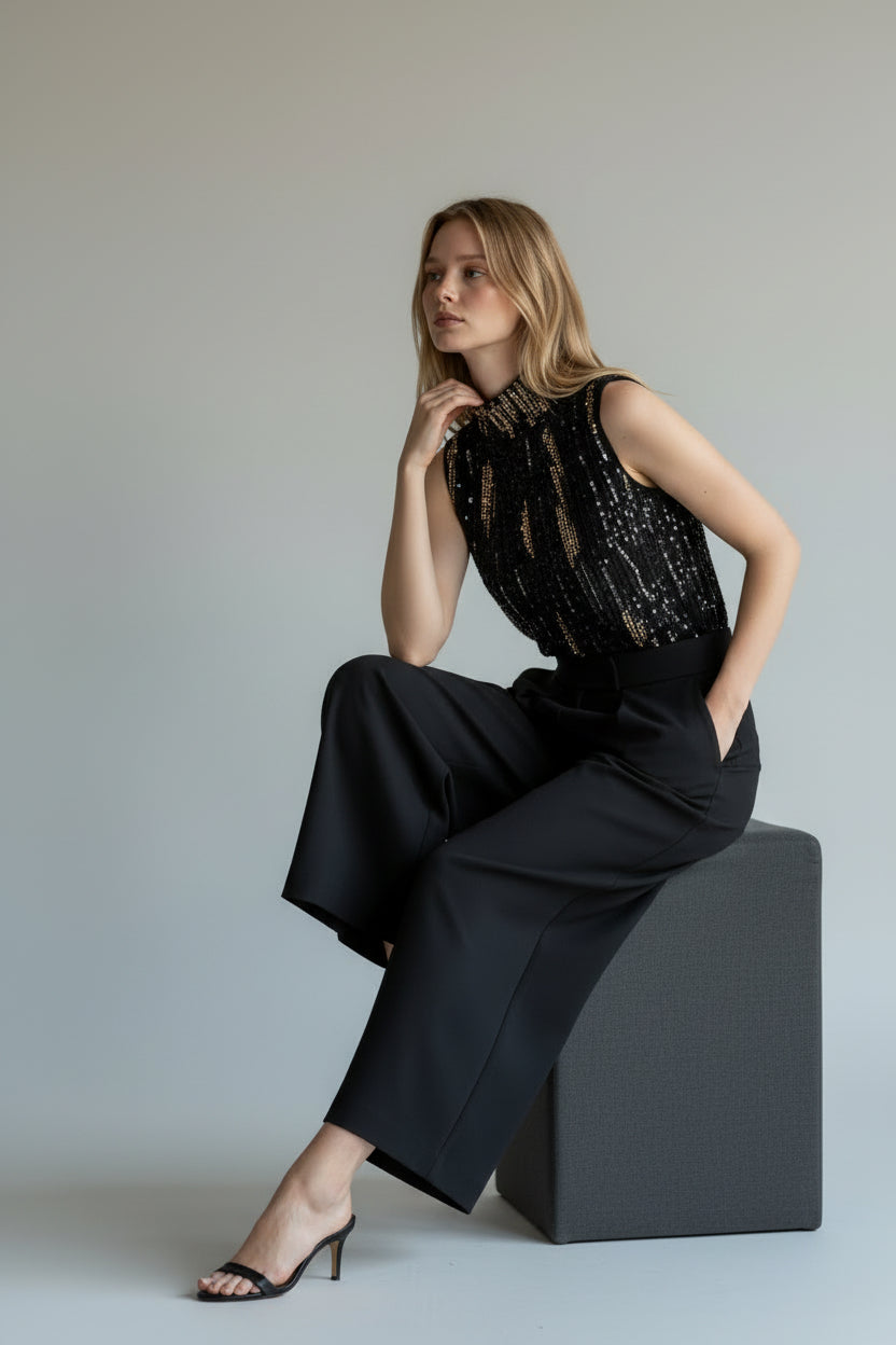 Relaxed High-Waist Business Pants