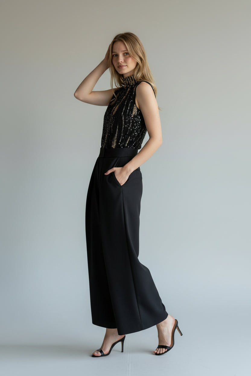 Relaxed High-Waist Business Pants