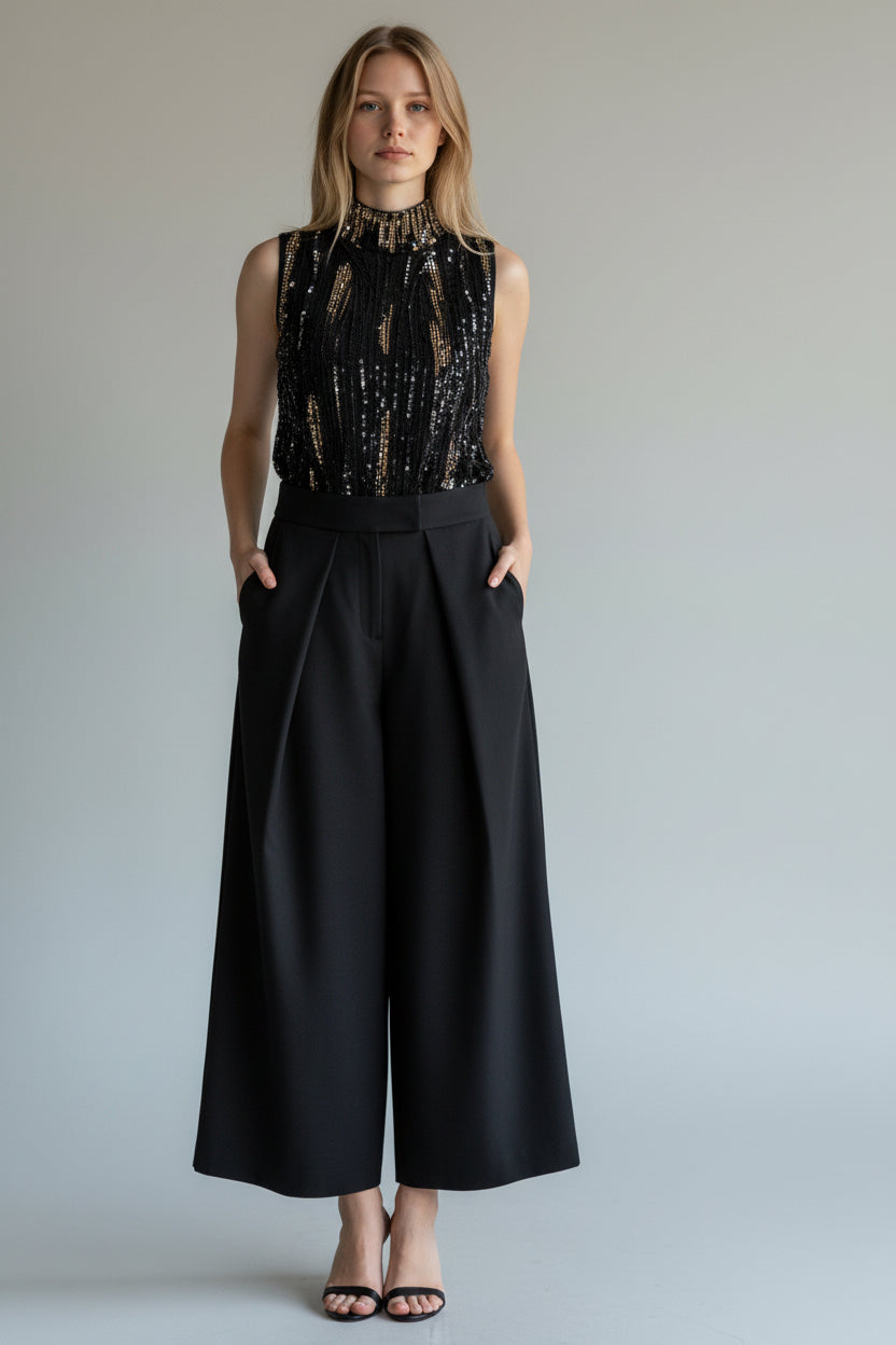 Relaxed High-Waist Business Pants