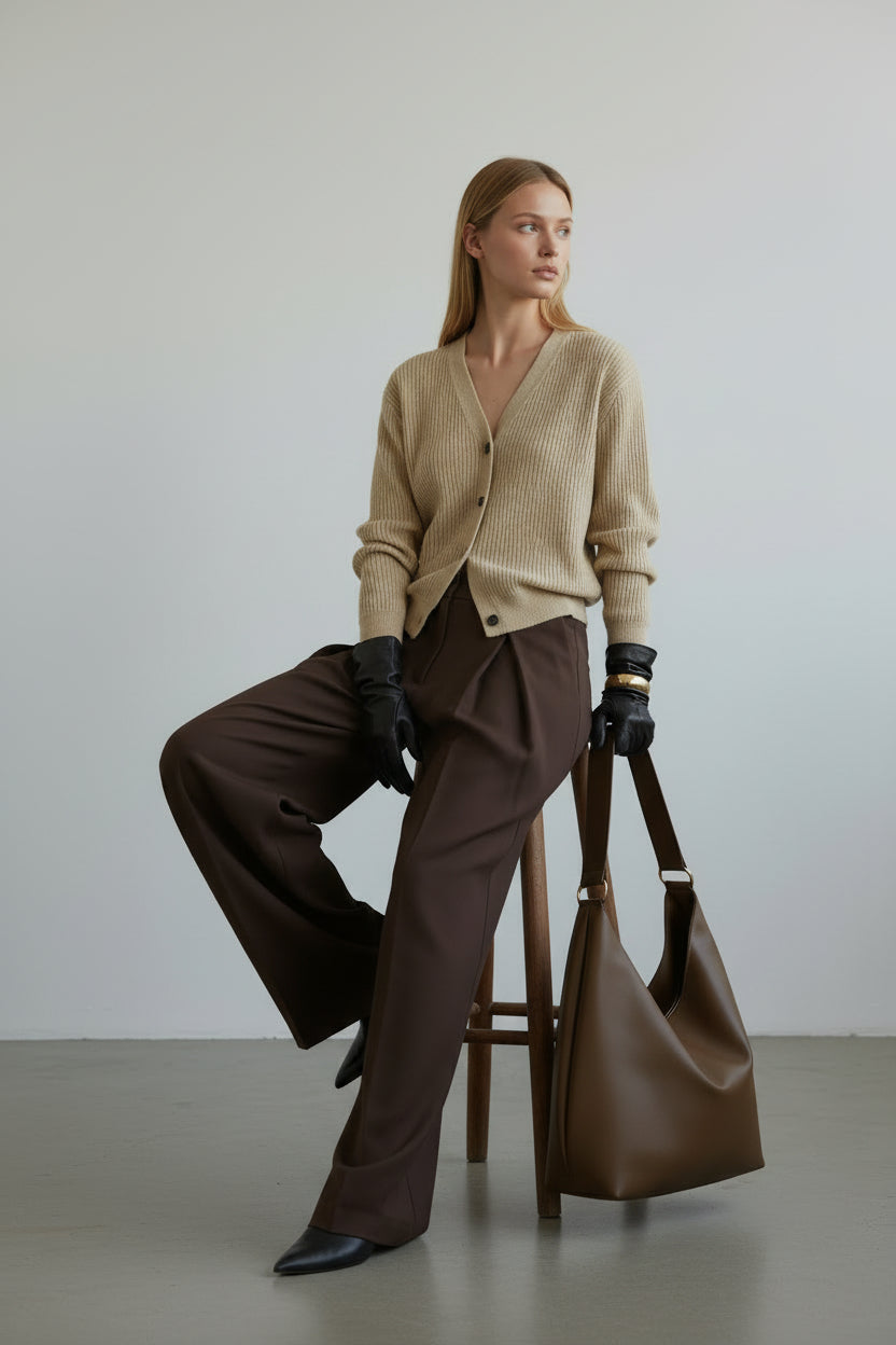 Relaxed High-Waist Business Pants