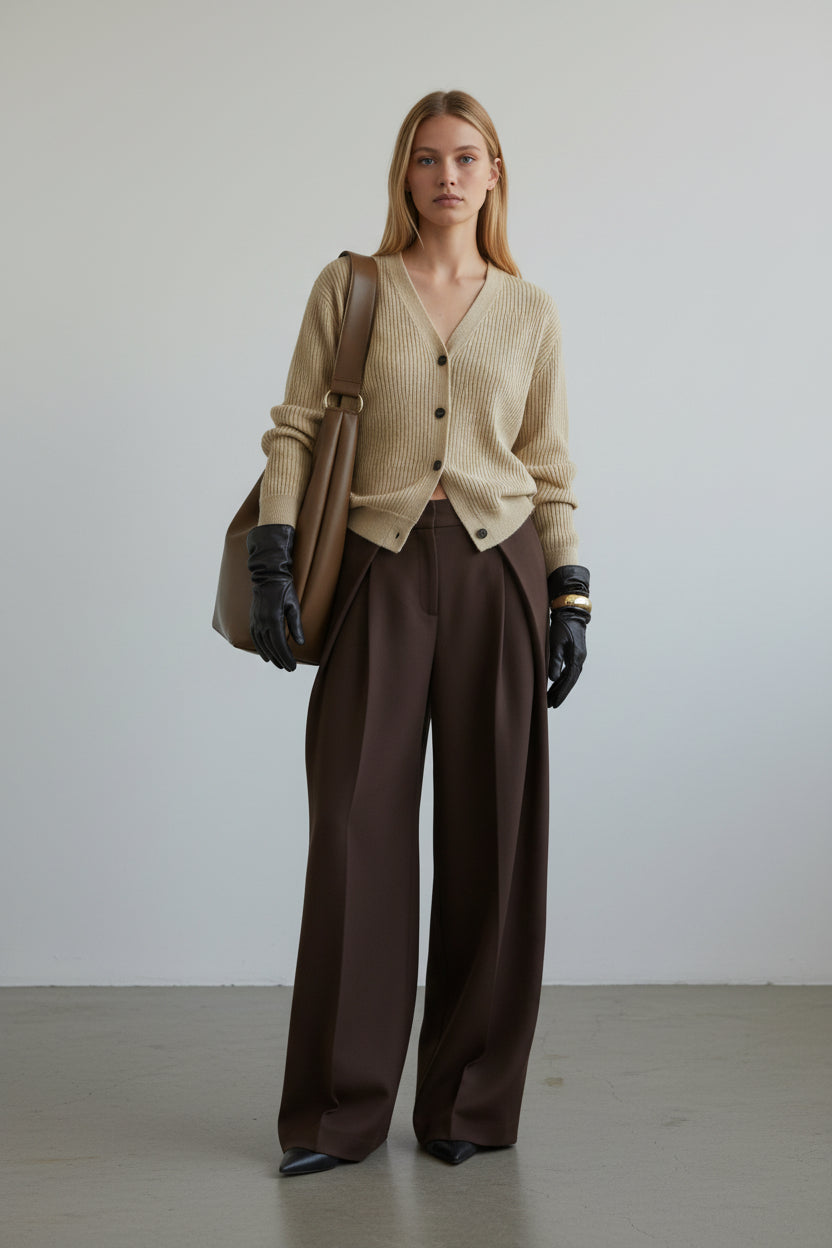 Relaxed High-Waist Business Pants