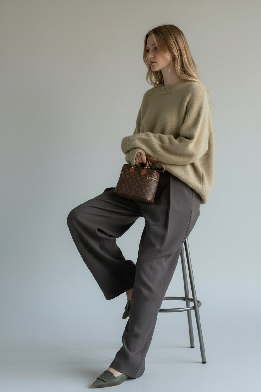 Relaxed High-Waist Business Pants