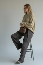 Relaxed High-Waist Business Pants