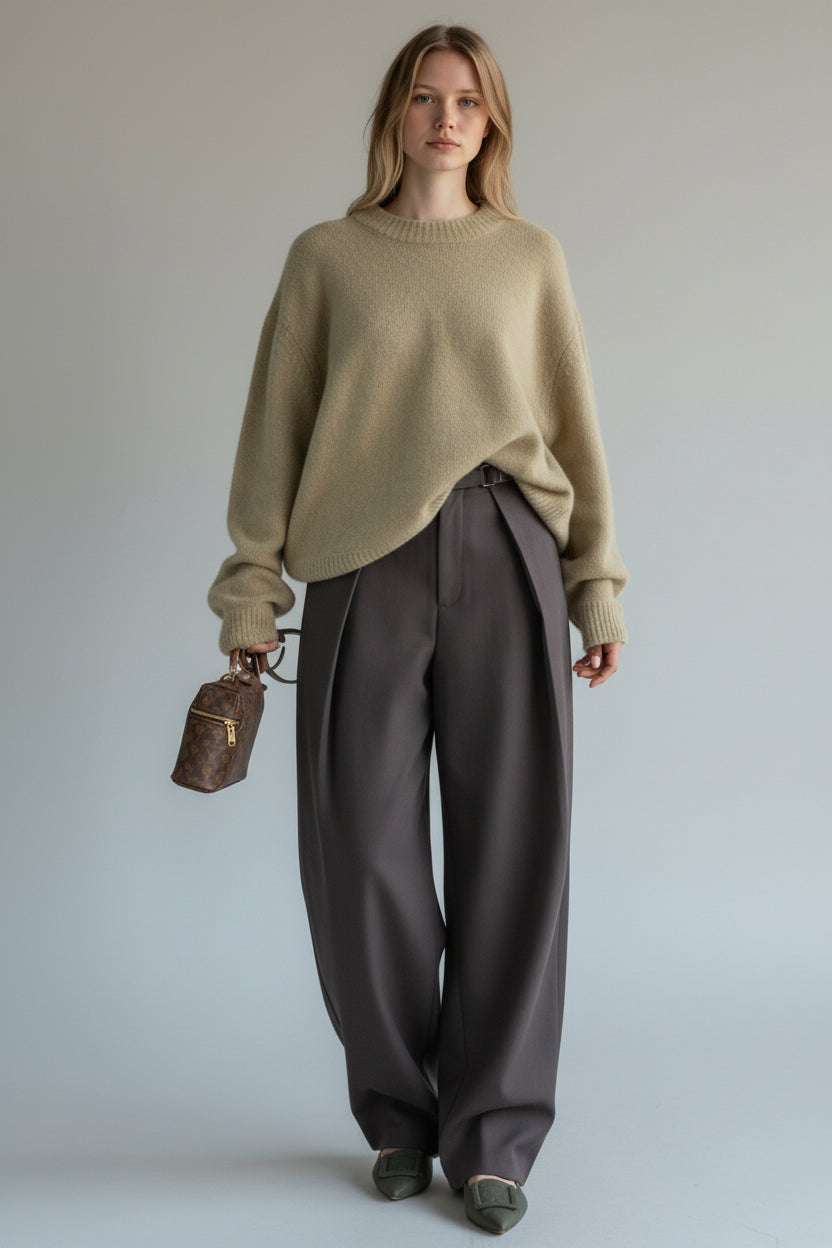 Relaxed High-Waist Business Pants