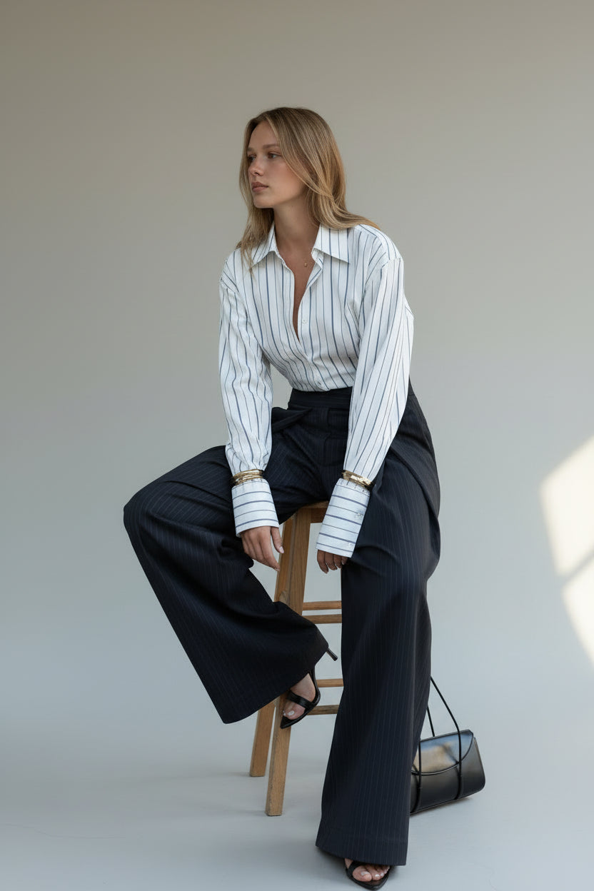 Relaxed High-Waist Business Pants