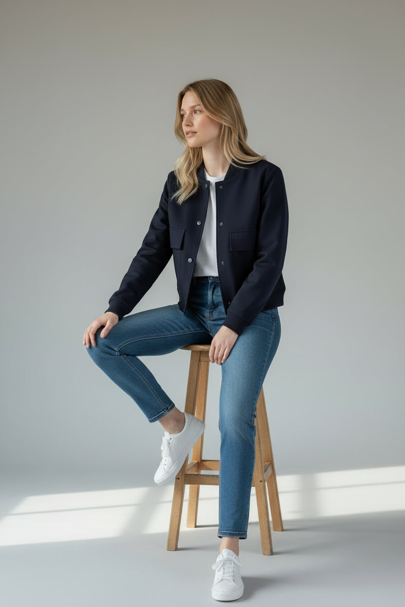 Cropped Office Bomber Jacket
