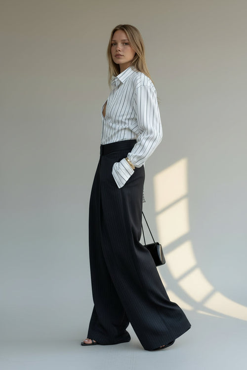 Relaxed High-Waist Business Pants