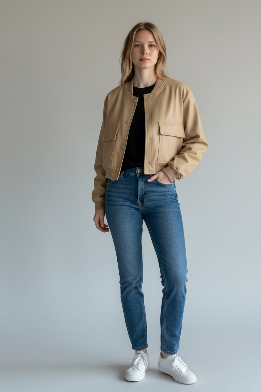 Cropped Office Bomber Jacket