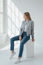 Cropped Office Bomber Jacket