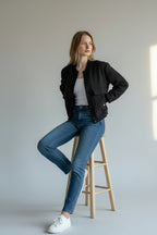 Cropped Office Bomber Jacket