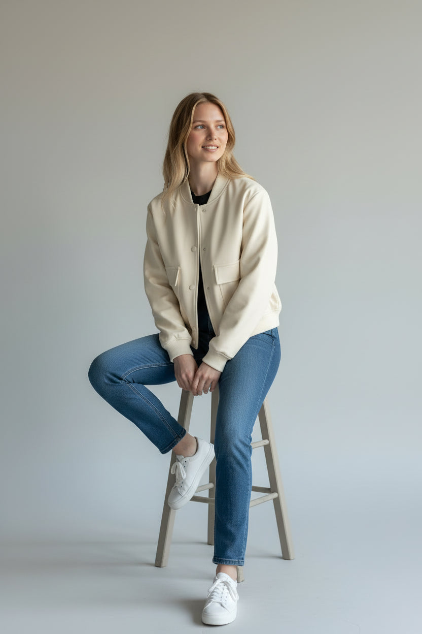 Cropped Office Bomber Jacket